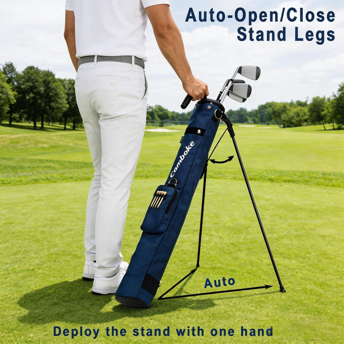 Camboke stand bag side pocket for valuables securely secured