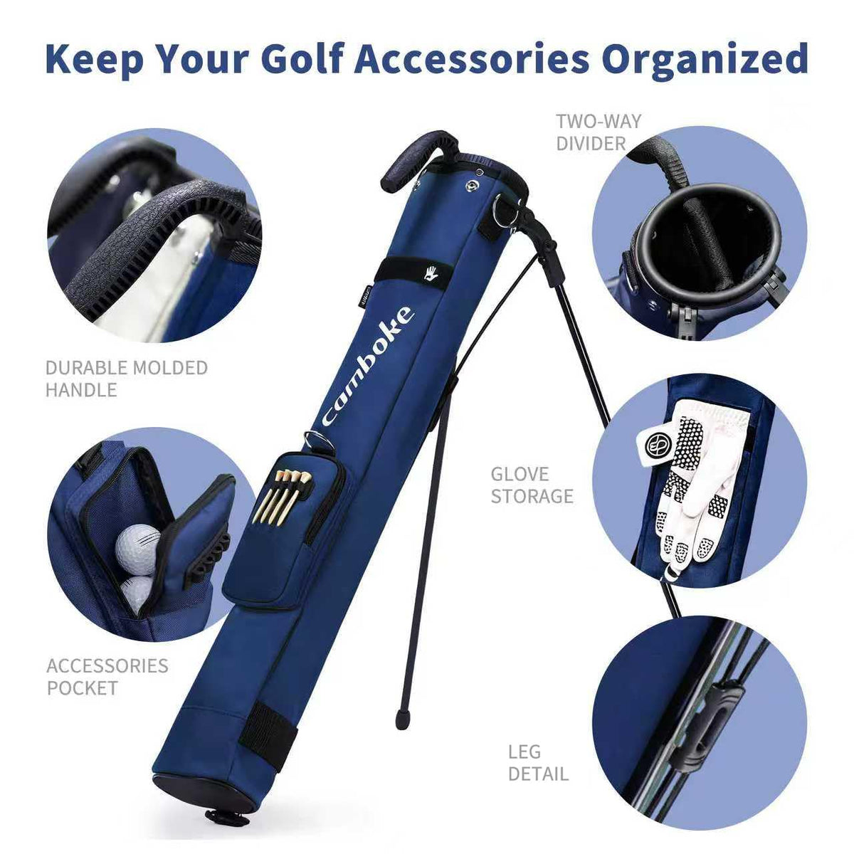 Camboke stand bag legs deploy easily for quick setup on course
