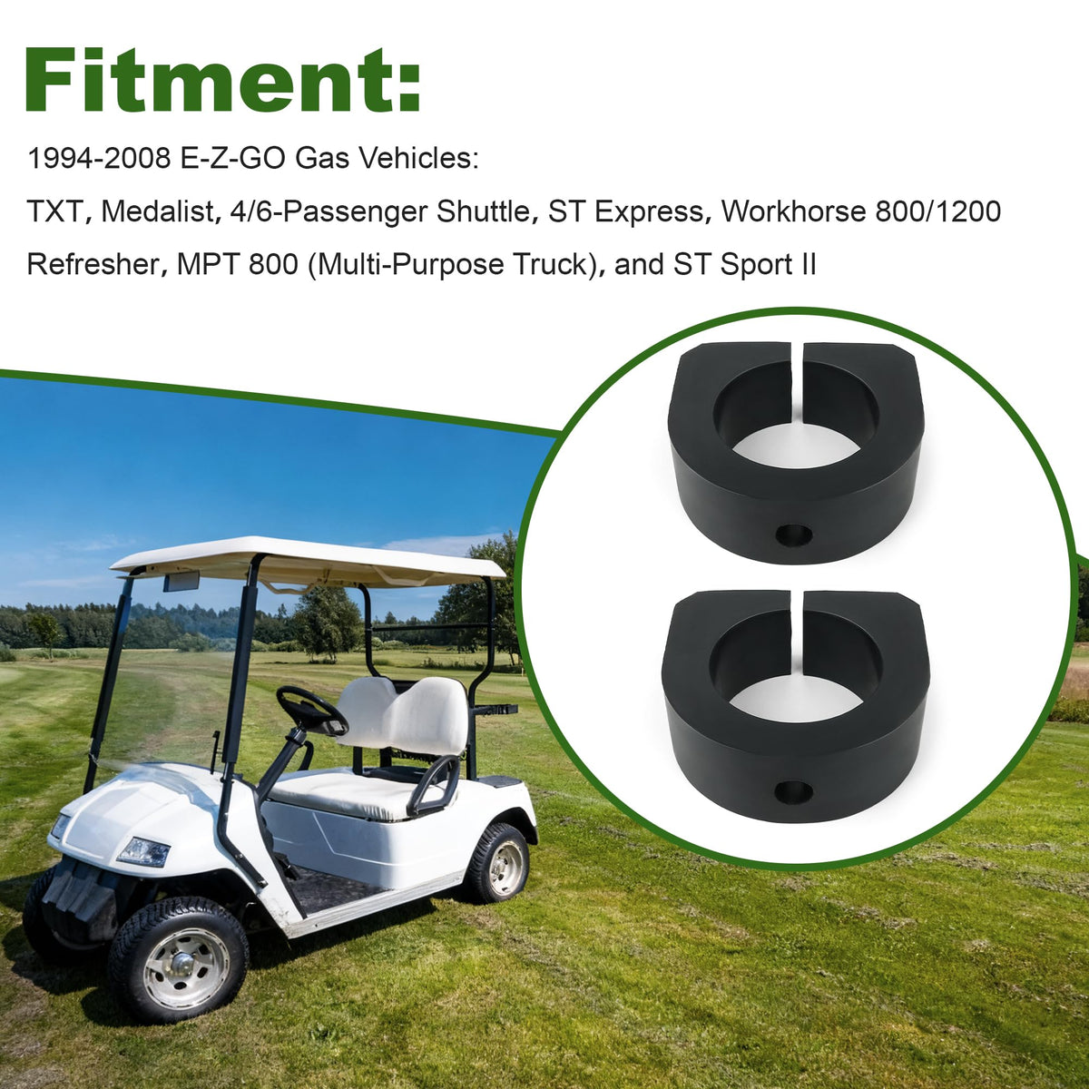 Camotokiit 2pc iso-mount cap rubber bushing set for EZ-GO carts.