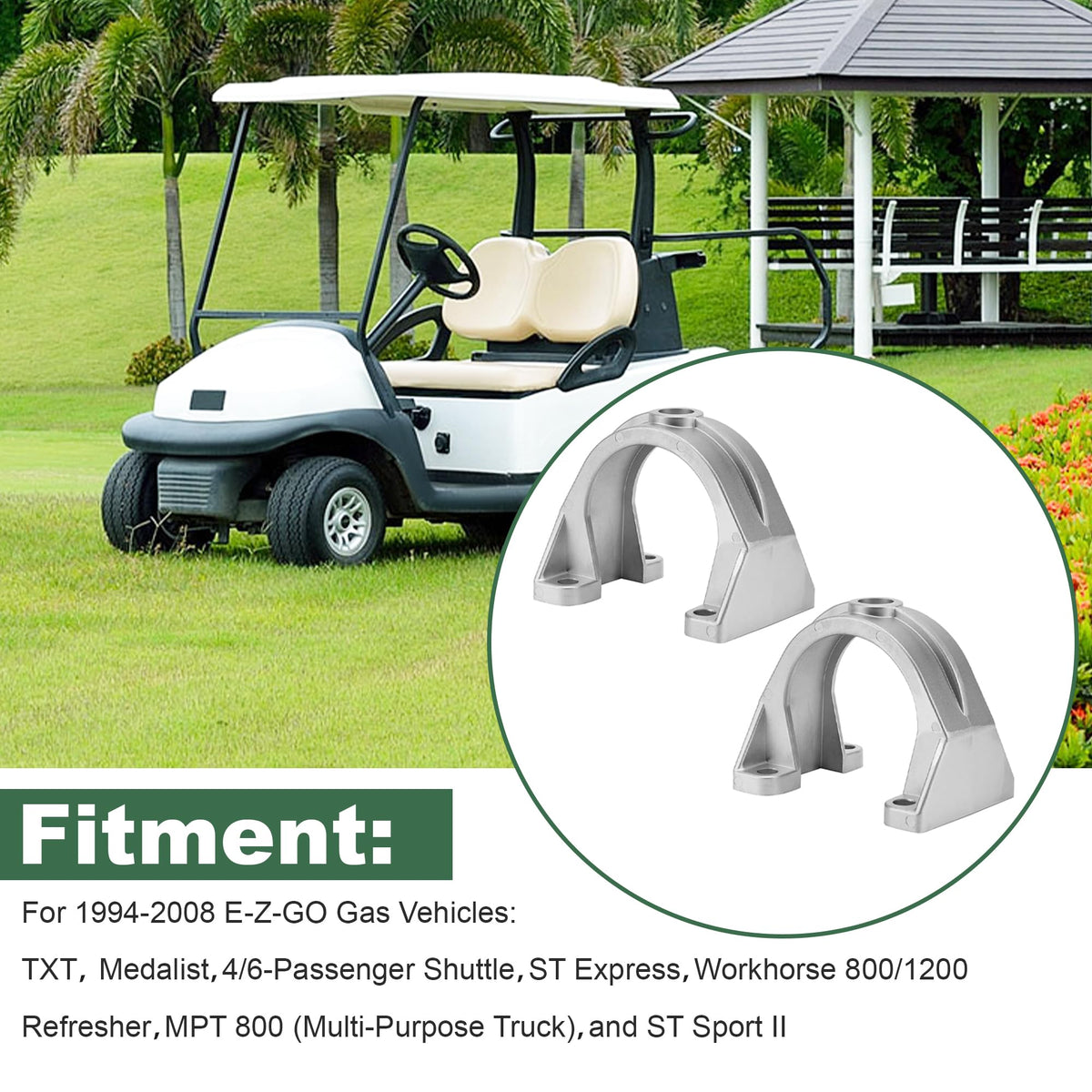 Camotokiit ISO mount cap installed on EZGO TXT improves axle mounting stability.
