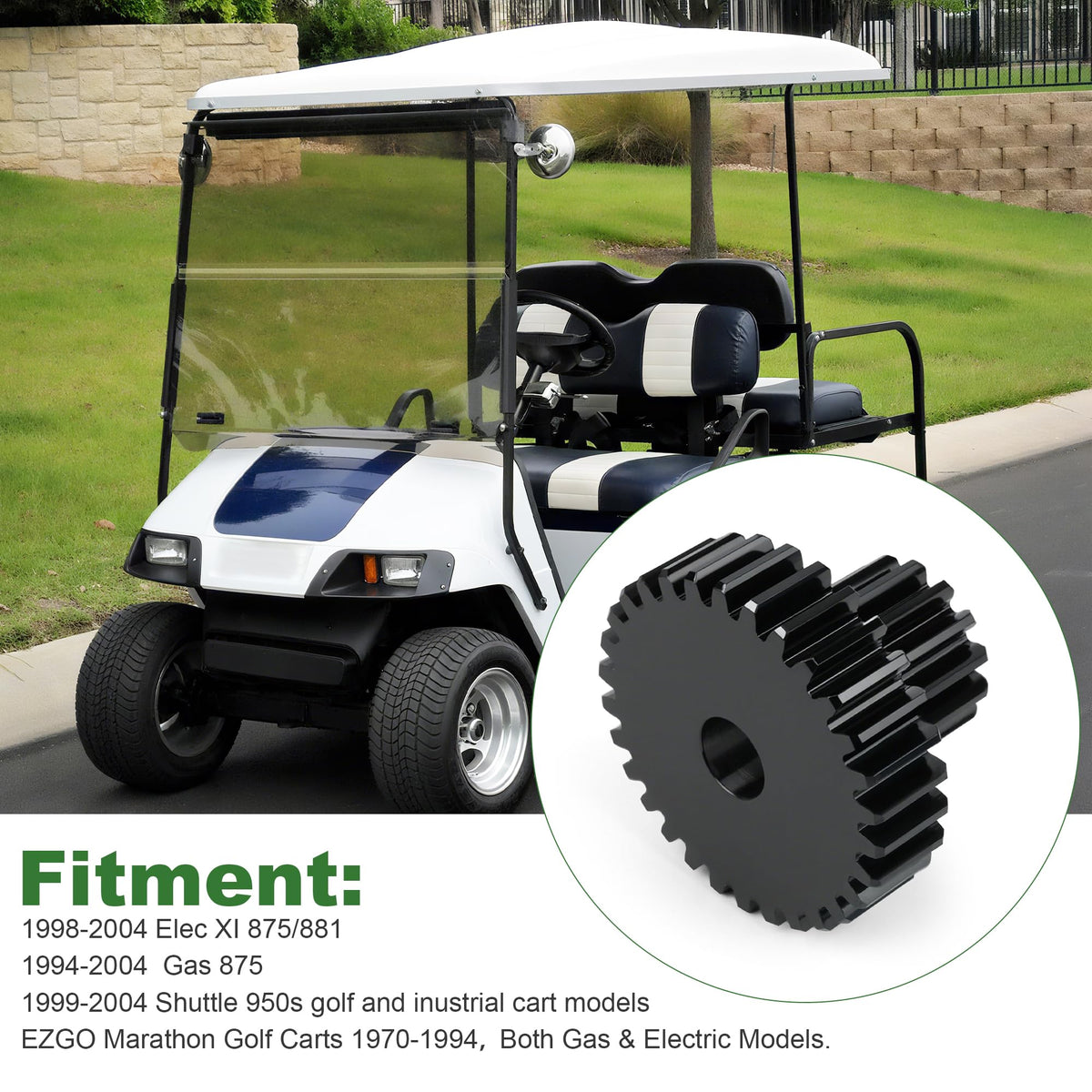 Camotokiit steering reduction gear provides broad compatibility with EZGO Marathon models.