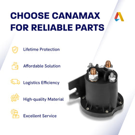 Canamax golf cart solenoid quality upgrade for EZGO TXT and similar models.
