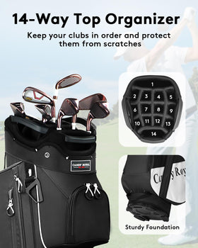 CandyRoyal golf cart bag cooler pocket provides refreshment storage between holes.