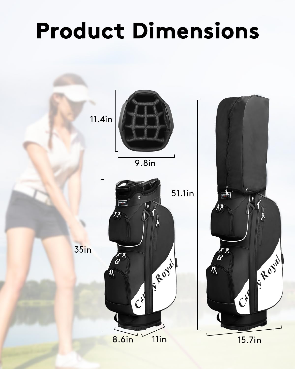 CandyRoyal lightweight cart bag features ergonomic handles for comfortable carry.