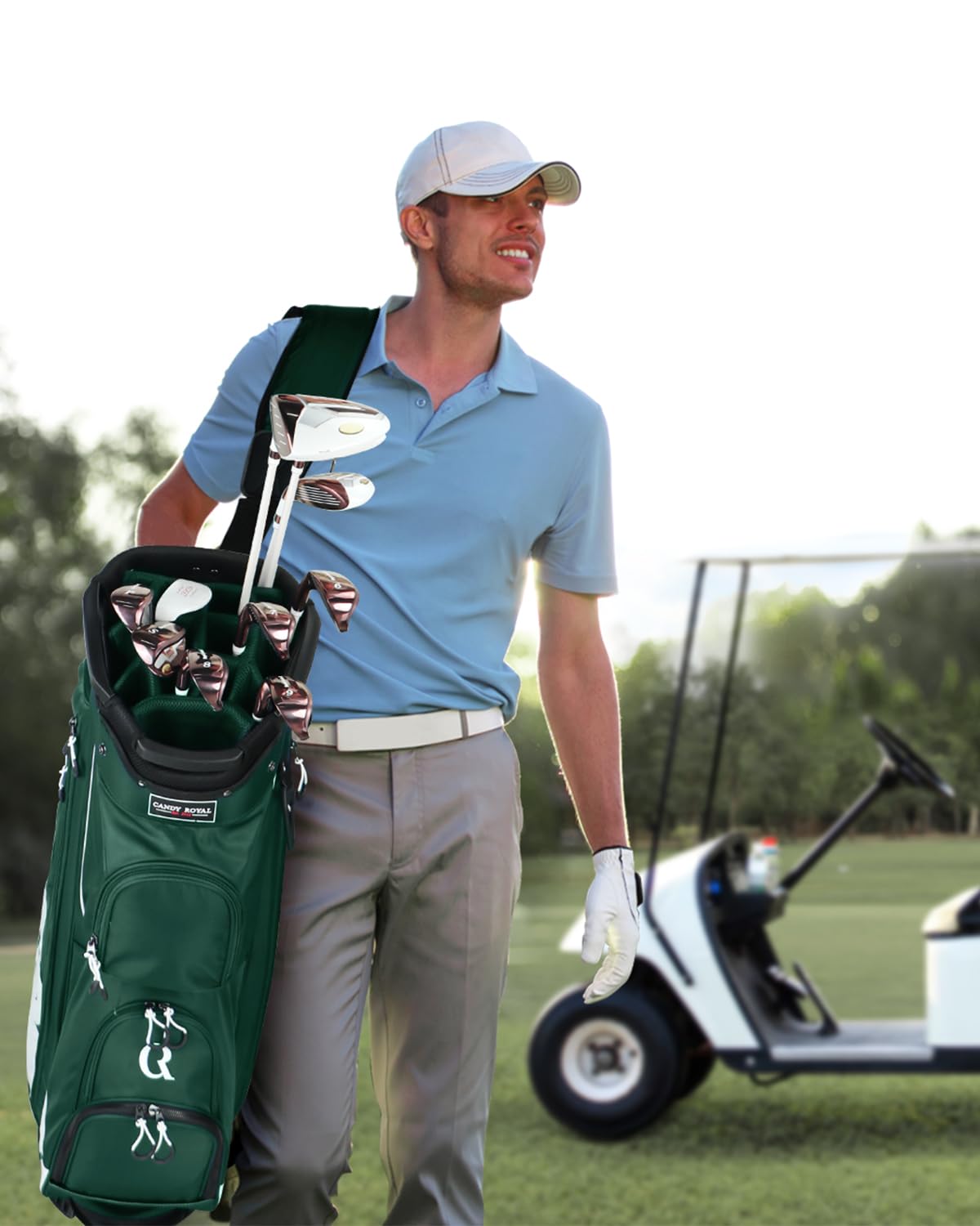 CandyRoyal golf cart bag shoe pocket keeps golf shoes handy