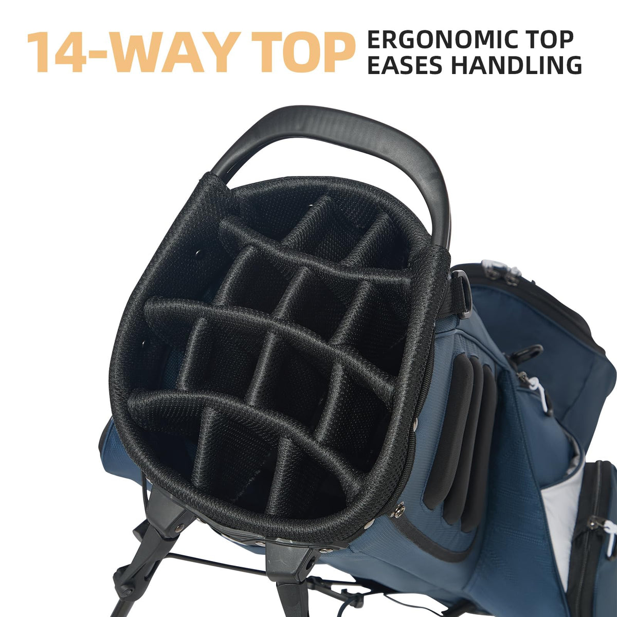 CandyRoyal Golf Stand Bag shown with side pocket storage for balls and tees.