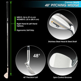 Cannon Sports stainless steel head wedge highlights durability and consistent feel.