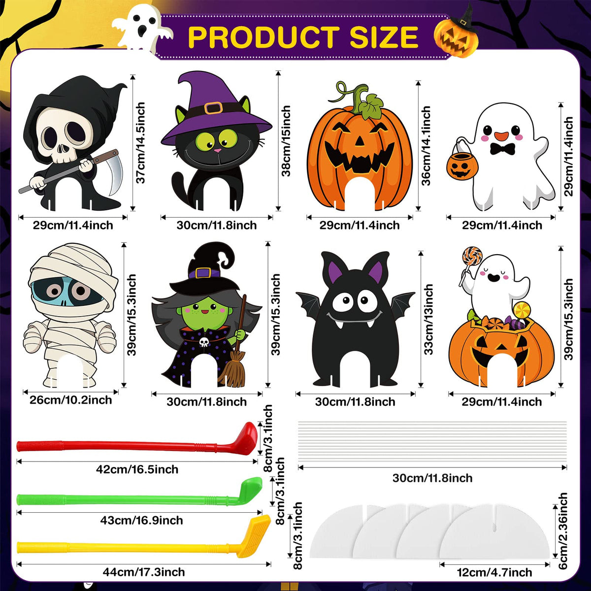 Capoda Halloween mini golf sign featuring black cat for festive yard display