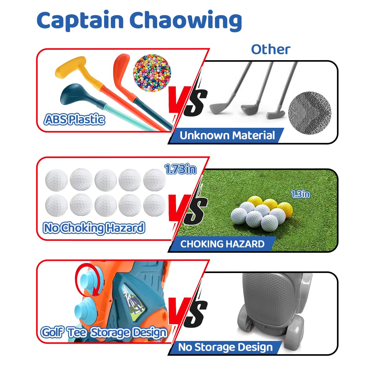 Captain Chaowing toddler golf gloves set for comfortable grip during swings.