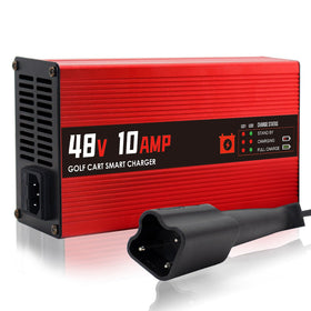 CAPTOK 48V 10A golf cart charger front view showing compact, easy placement