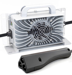 CAPTOK 48V charger for EZGO RXV/TXT, front view, reliable cart charging.