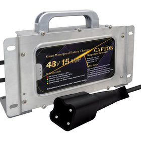 CAPTOK charger in use on a golf cart charging setup