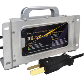 CAPTOK outdoor-ready charging for carts on course or in garage.
