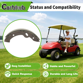 Carbhub EZGO Medalist/TXT brake shoes image ready for installation in a 4-piece set.