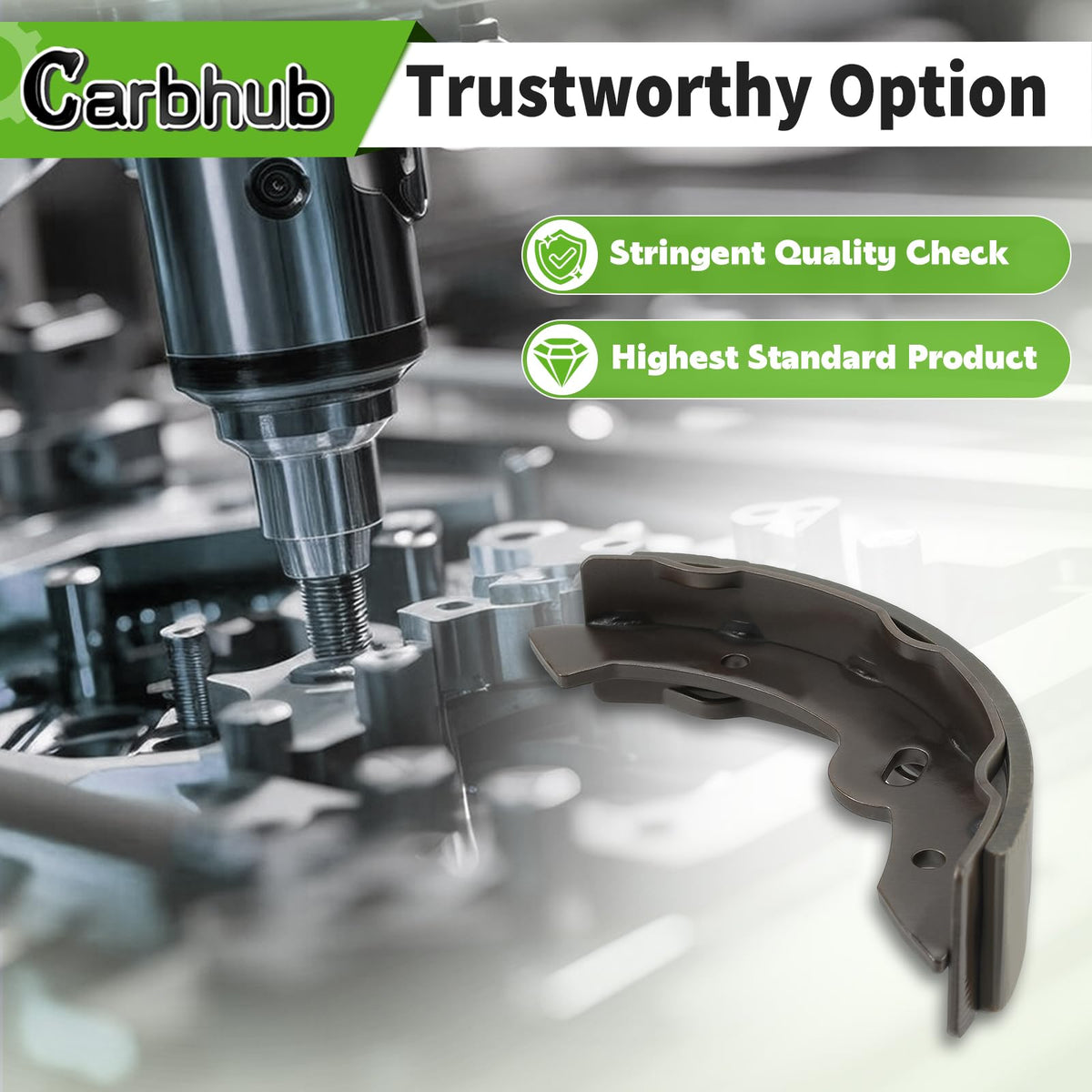 Carbhub brake shoes for Workhorse/ST350 demonstrate compatibility with classic golf carts.