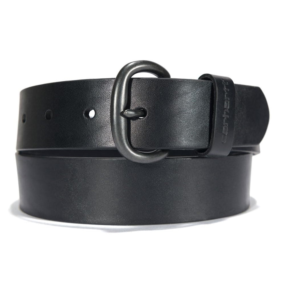 Carhartt Women's belt close-up showing bridle leather and debossed keeper for durable everyday wear