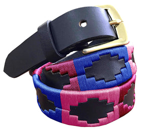 Carlos Diaz skinny brown leather belt with embroidery for versatile wear.