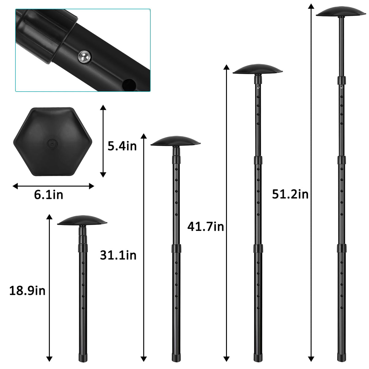 Carperipher aluminum poles show durable, bend-resistant assembly for long-term travel protection.