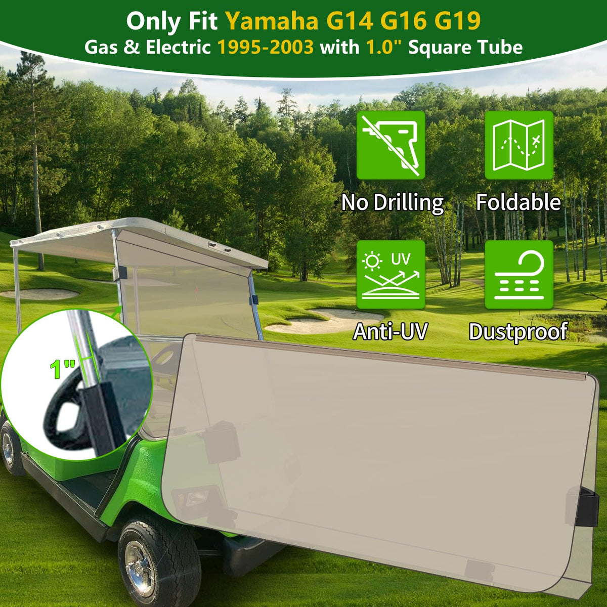 Cartalia 316inch-thick acrylic windshield adds durability against wind and debris.