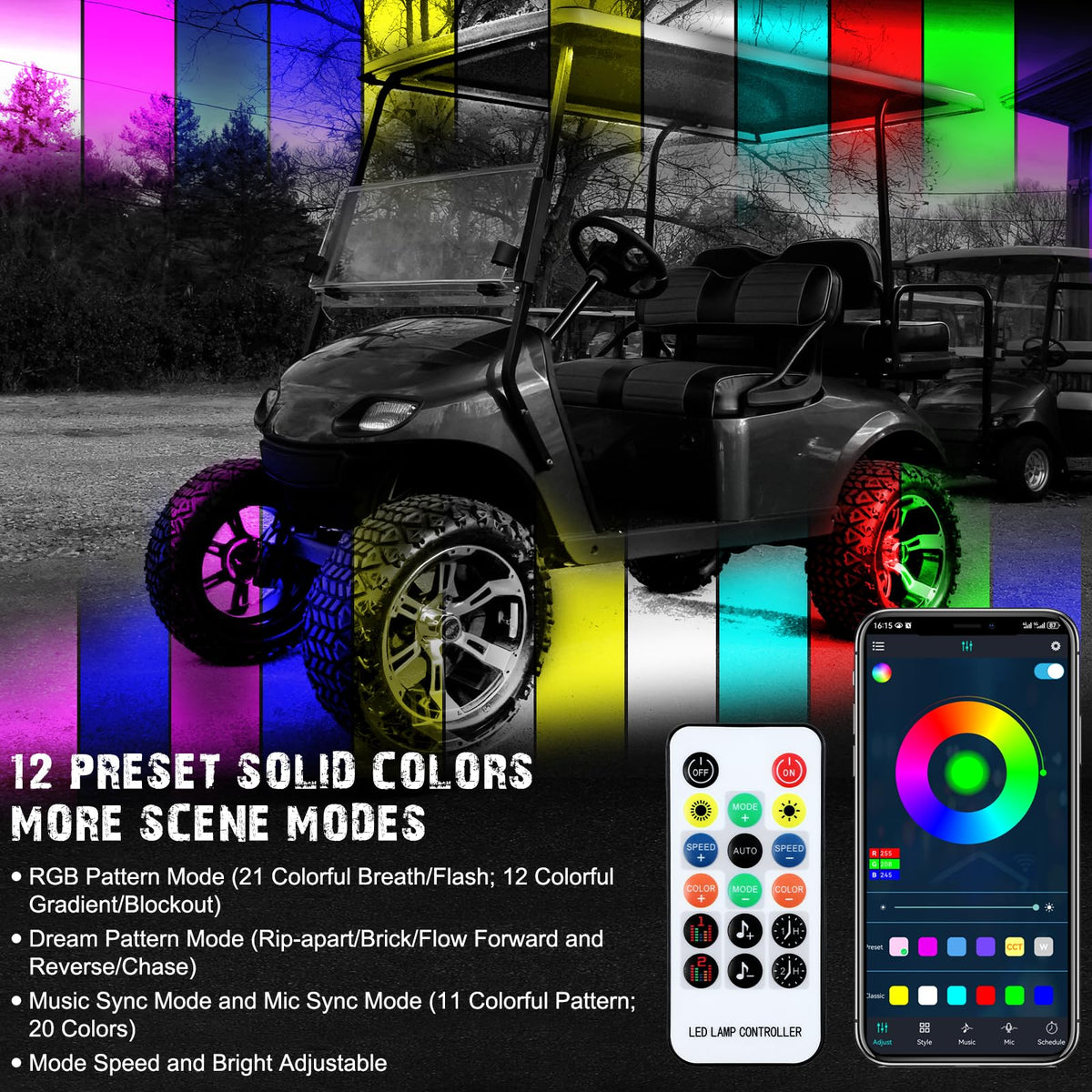 Cartalia 360 RGB LEDs underbody offer vivid color options for events and rides