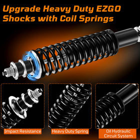 Cartalia 4-pcs shocks set for EZGO carts improves ride stability.