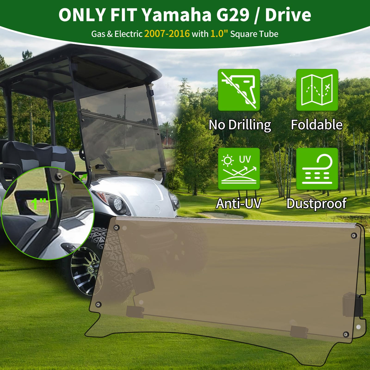 Cartalia 5mm thick windshield for Yamaha g29/drive, enhanced durability and visibility