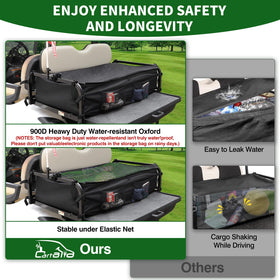 Cartalia 900D fabric resists light rain for on-the-go storage.
