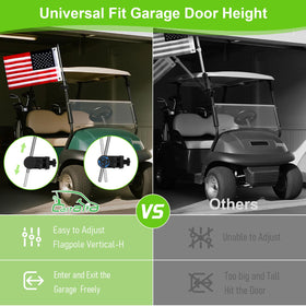 Cartalia adjustable flag holder with knob for easy height and direction tweaks.