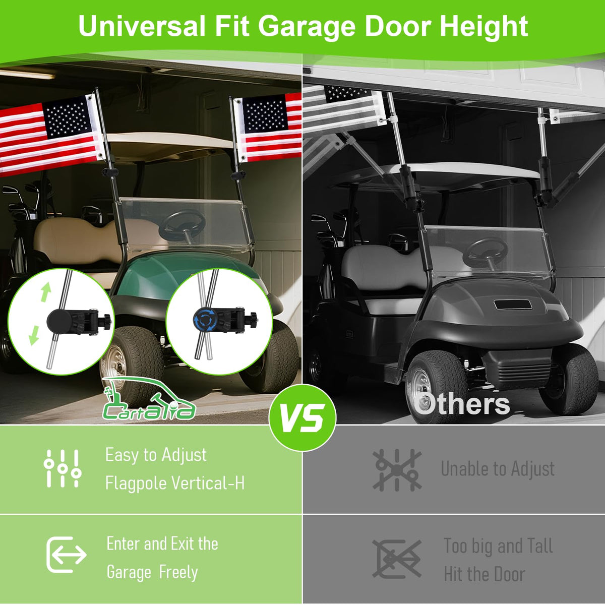 Cartalia adjustable flag-pole holder with easy knob adjustment for precise height and direction.