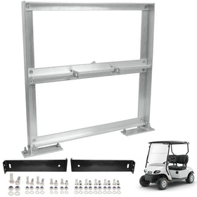 Cartalia aluminum battery tray rack installed in EZGO TXT for secure six-battery organization