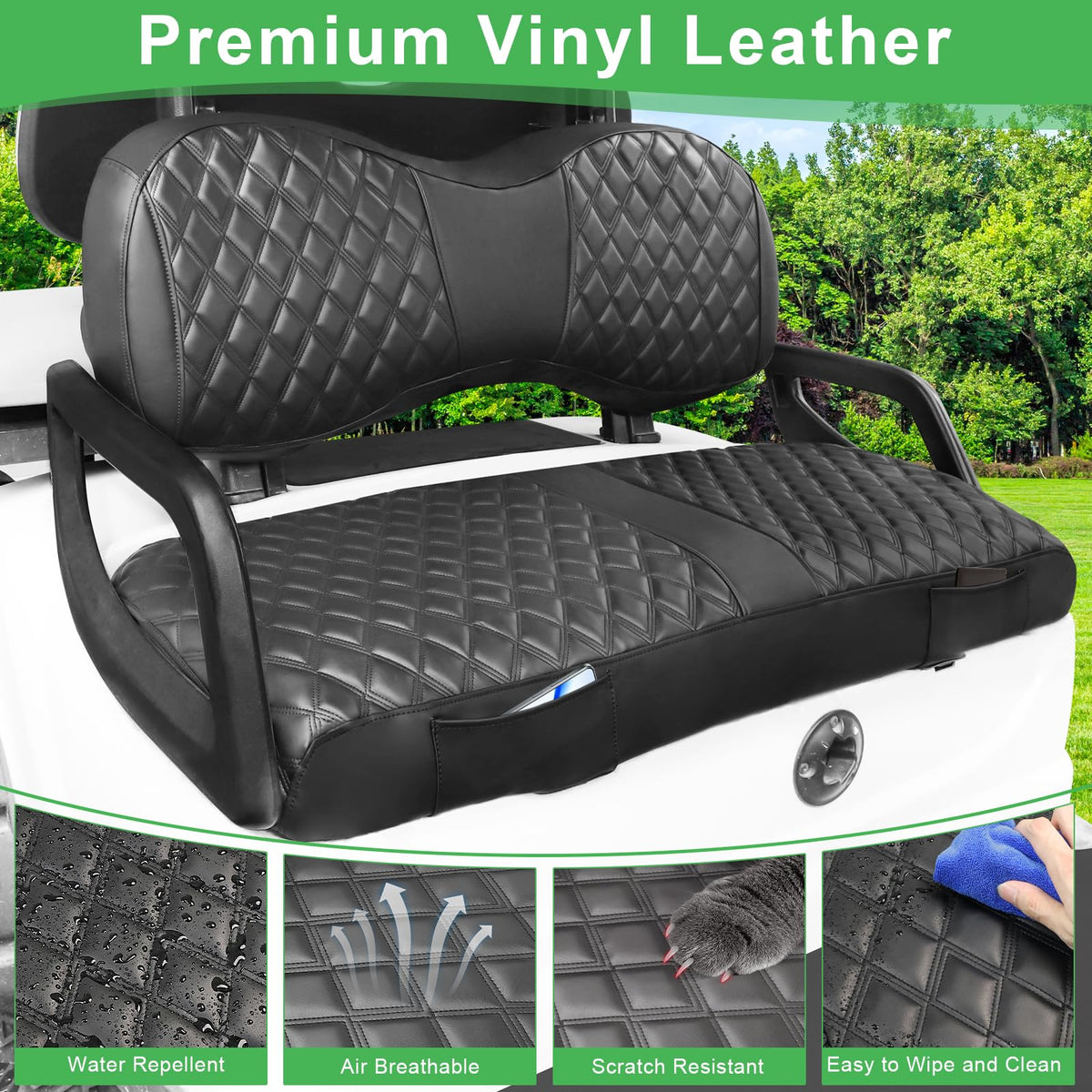 Cartalia black PVC vinyl leather seat cover resists sun and wear