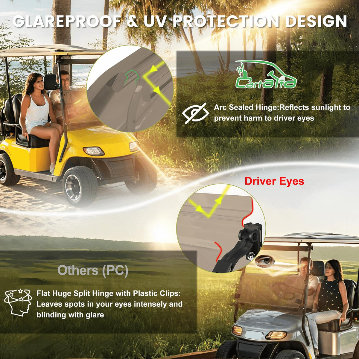 Tinted option balances visibility with style for golf cart enjoyment