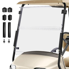 Cartalia clear windshield for 2014+ EZGO TXT, front view with improved visibility.