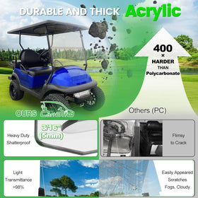 Cartalia windshield installed on Club Car for secure, rattle-free mounting