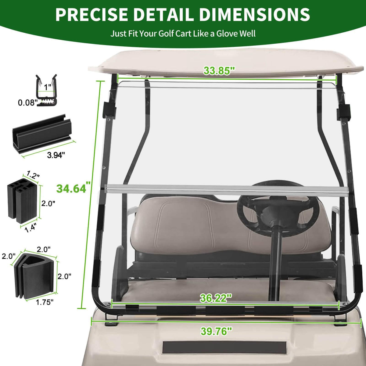 Cartalia 1982-2000 Club Car DS fitment guide confirming secure 1-inch rail mounting