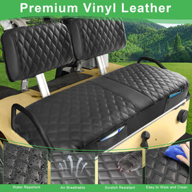 Cartalia PVC faux leather black finish resists water and scratches.