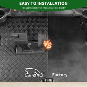 Cartalia mat with cross-drainage channels cleans easily with a water spray
