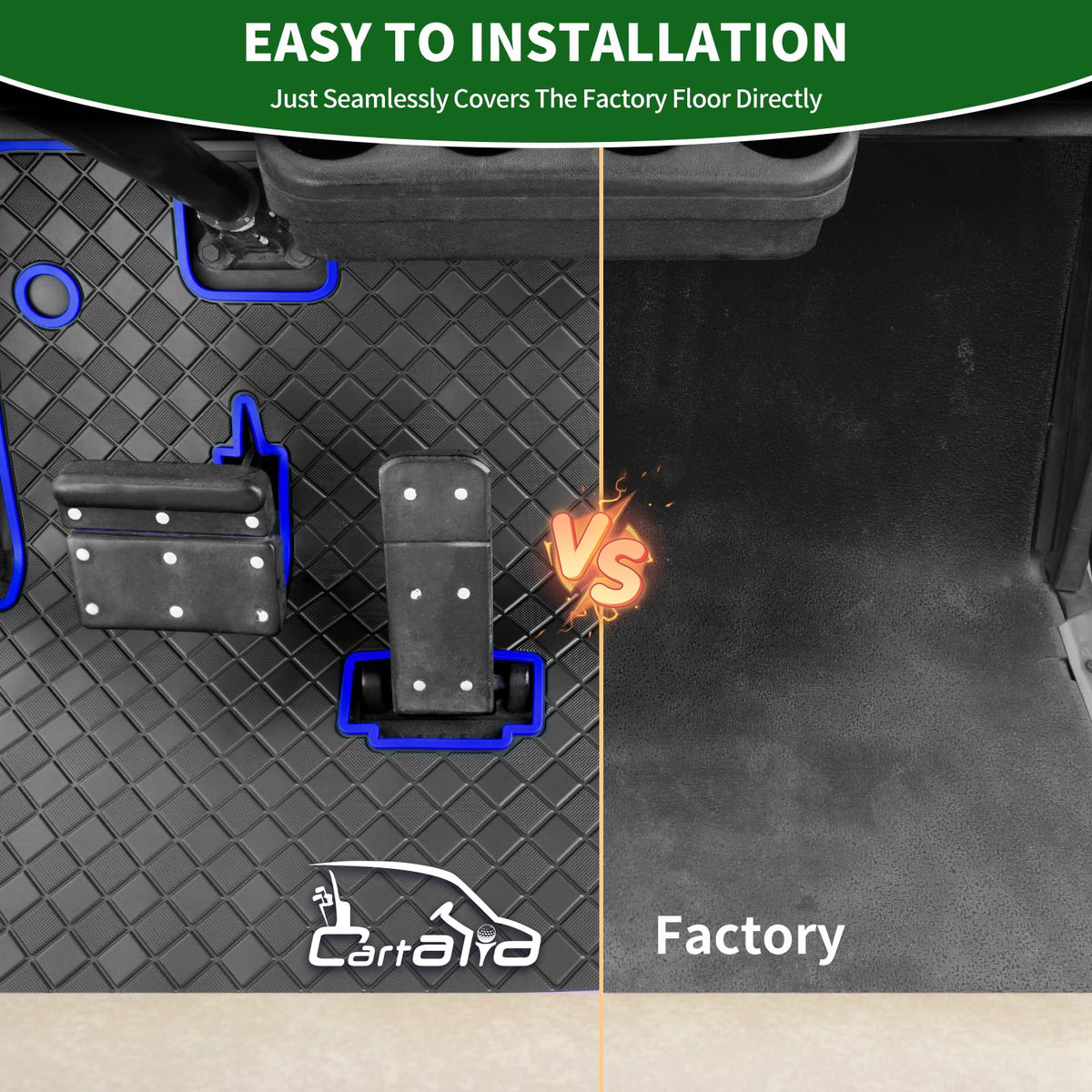 Cartalia easy-install mat with four clips for secure fitting.