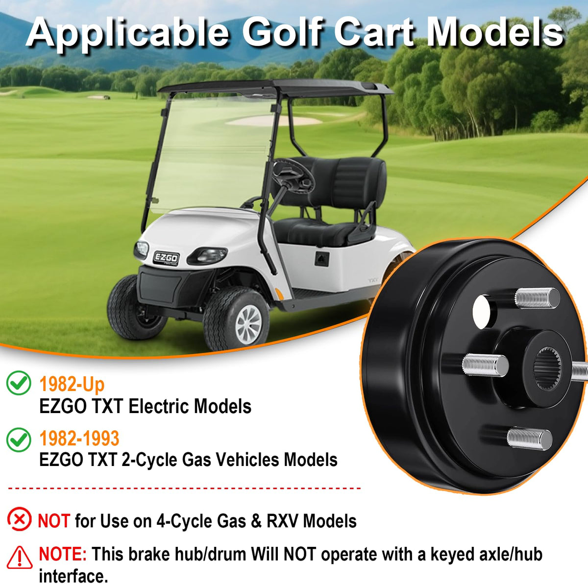 Cartalia EZGO TXT brake drum with 24-tooth spline detail for compatibility