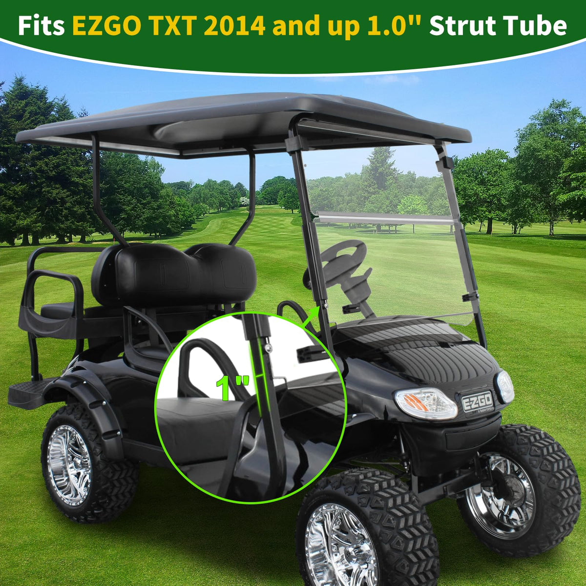 Cartalia EZGO TXT bottom bumper clips keep windshield secure on rough roads
