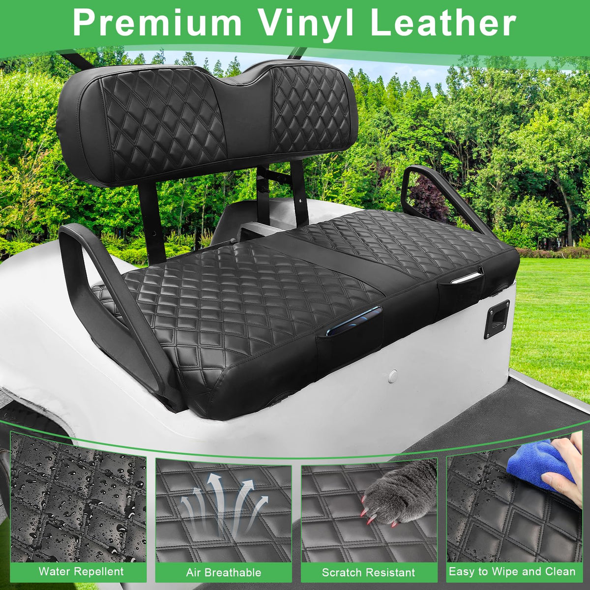 Cartalia EZGO TXT diamond-pattern front seat cover adds luxury and style
