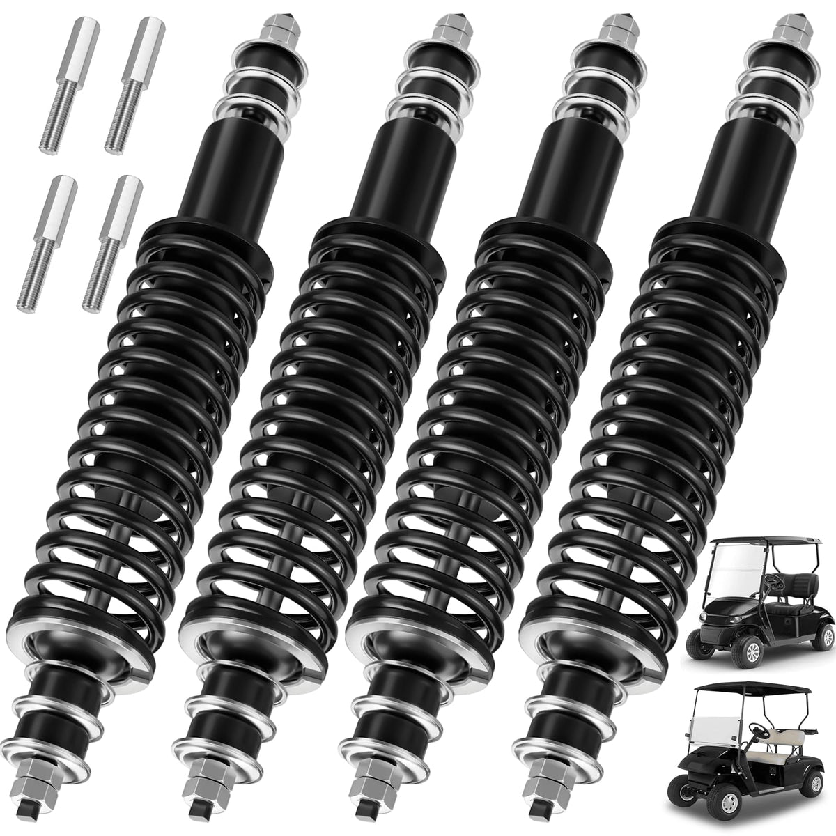 Cartalia EZGO TXT front shock with heavy-duty coil spring for smoother ride.