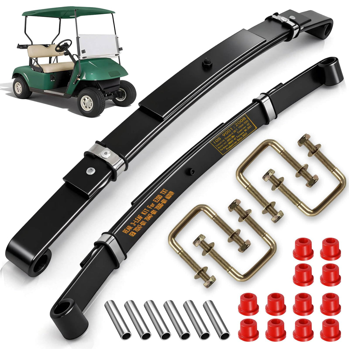 Cartalia EZGO TXT rear 3-leaf springs kit improves load handling.