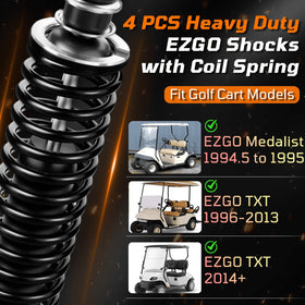 Cartalia EZGO TXT rear shock assembly enhances stability under load.
