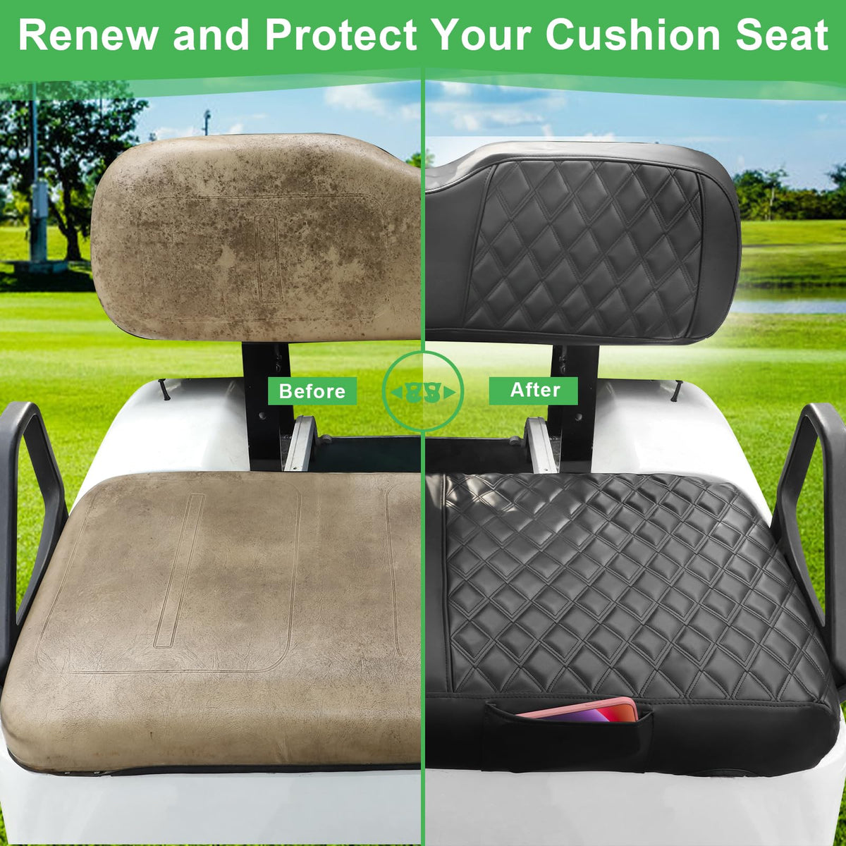 Cartalia EZGO TXT seat cover includes a small pocket for essentials
