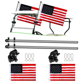 Cartalia flag-holder base attachment on round rail for secure outdoor mounting.