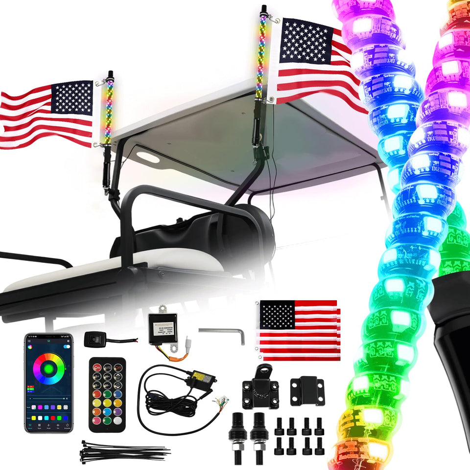 Cartalia flag whip light 2ft close-up for night visibility