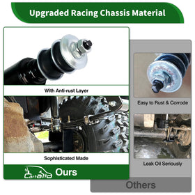 Cartalia front shocks with tapered bushings reduce noise and squeaks during rides
