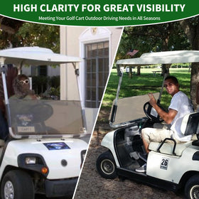Cartalia front windshield delivers clear view for open-air golf sessions.