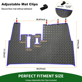 Cartalia full-coverage mat installs with four clips for secure setup.